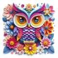 Owl\'s Garden: Kirigami Wonder in a Floral Oasis