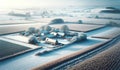 Winter Wonderland: Charming Countryside Farmstead in a Snowy Landscape Royalty Free Stock Photo