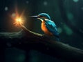 Kingfisher in a Starlit Forest