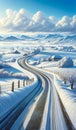 Winter Wonderland Country Road - Serene Snowy Landscape