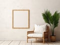 Discover the Enigma: A Vintage Wicker Armchair and an Empty Frame