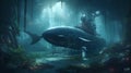 Submerged Wonders: A Photorealistic 8K Concept Art of Underwater Mysteries with Whales and Submarine