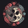 Moon with Trees Yin Yang Theme