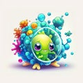 Discover function of Nucleolus, center for making ribosomes. cute children creature, AI generation