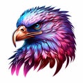 Eagle Majesty: Realistic Pink and Blue Portrait - Ideal for Wildlife Enthusiasts and Nature Lovers.