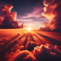 Heavenly Sunset Above the Cloudscape, Generative AI.