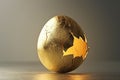 Discover the hidden treasure - a golden egg, revealed with its cracked shell, A golden egg cracking open to reveal inflation