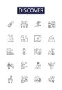 Discover line vector icons and signs. Explore, Trace, Unearth, Realize, Unwrap, Ascertain, Reveal, Educate outline