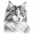 Discover the Majestic Norwegian Forest Cat - Coloring Page and Sketch