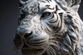 Realistic 3D Tiger with Sensational Detail, Rococo Style and Cinematic Lighting on White Background