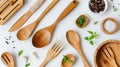 Discover our ecofriendly, bamboo wooden cutlery setperfect for casual dining, Ai Generated