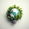 Eco-Friendly Globe: Earth-Lightbulb Hybrid. Generative AI