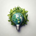 Eco-Friendly Globe: Earth-Lightbulb Hybrid. Generative AI Royalty Free Stock Photo