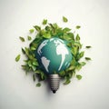 Eco-Friendly Globe: Earth-Lightbulb Hybrid. Generative AI Royalty Free Stock Photo