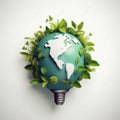 Eco-Friendly Globe: Earth-Lightbulb Hybrid. Generative AI