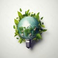 Eco-Friendly Globe: Earth-Lightbulb Hybrid. Generative AI