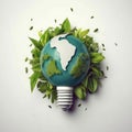 Eco-Friendly Globe: Earth-Lightbulb Hybrid. Generative AI Royalty Free Stock Photo