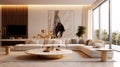 Refined Luxury: Exquisite 3D Model of a Minimalistic Living Room with Elegant Furnishings and Artwork