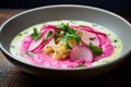 Encebollado: Hearty Ecuadorian Fish Soup with Yuca and Pickled Onion Royalty Free Stock Photo