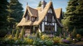 Enchanting Cottage Amidst Nature\'s Embrace: A Captivating Image of a Tranquil Cottage with a Flourishing Garden - AI Generative