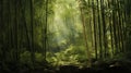 Bamboo Serenity: A Hyper-Realistic Depiction of a Dense Bamboo Forest, Inviting You to Find Peace and Solitude Amidst Nature\'s Ve Royalty Free Stock Photo