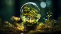 A light bulb made of leaves or with a plant inside, symbolizing green innovation, eco-friendly Royalty Free Stock Photo