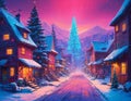 Village Wintertime Elegance. Generative AI