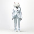 High-quality 3d Cat Fashion In Gose Style With Full Body On White Background Royalty Free Stock Photo