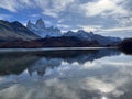 Fitz Roy Majesty: Argentina's Iconic Mountain Peaks, El Chalten, autumn lake reflection, midday