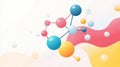 Discover vibrant molecular structures in a modern flat design, blending science and art with fun textures and colors Royalty Free Stock Photo