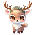 Enchanting Whiskers: Redbubble Kawaii Deer Illustration Royalty Free Stock Photo