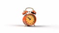 Vibrant Alarm Clock Toon: Cartoon Illustration on Isolated White Background.