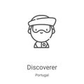 discoverer icon vector from portugal collection. Thin line discoverer outline icon vector illustration. Linear symbol for use on