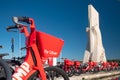 Discoverers Monument to Uber Bikes and Belem, Lisbon, Portugal Royalty Free Stock Photo