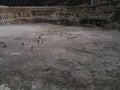 Discoverin the volcanic crater. Nisyros. Greece Royalty Free Stock Photo