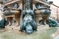 The particular fountain of neptune, in the center of Bologna