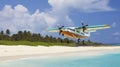 Discovering the Beauty of the Caribbean from a Small Tourist Plane Royalty Free Stock Photo