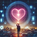 Discovering Love's Matrix in a Digitalized Urban Landscape Royalty Free Stock Photo