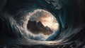 Discovering Other Realms Through Black Hole Landscape Portal painting, AI generative