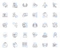 Discovery line icons collection. Exploration, Insight, Revelation, Uncovering, Observation, Analysis, Investigation