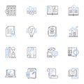 discovery line icons collection. Exploration, Uncovering, Revelation, Innovation, Surprise, Invention, Trailblazing Royalty Free Stock Photo