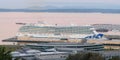 Discovery Princess Cruise Ship at Pier 91 terminal in Seattle at dawn