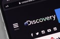 Discovery website on screen smartphone