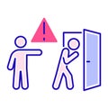 Discredit color line icon. Humiliation, insulting a person concept. Isolated vector element. Outline pictogram for web page, Royalty Free Stock Photo