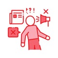 Discredit color line icon. Humiliation, insulting a person concept. Sign for web page, mobile app, button, logo