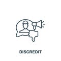 Discredit icon. Monochrome simple line Harassment icon for templates, web design and infographics