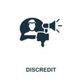 Discredit icon. Monochrome simple line Harassment icon for templates, web design and infographics