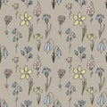 Seamless pattern with wild forest flowers