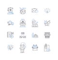 Discriminating pastime line icons collection. Exclusion, Segregation, Bias, Prejudice, Racism, Sexism, Ageism vector and