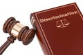 Discrimination concept with gavel and book, 3D rendering